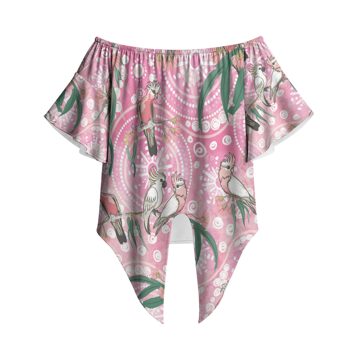 Australia Galah Aboriginal Off Shoulder Wrap Waist Top Breast Cancer Month