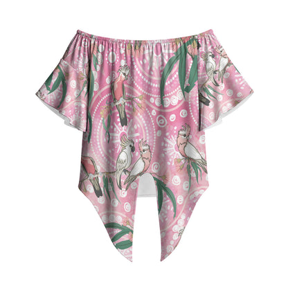 Australia Galah Aboriginal Off Shoulder Wrap Waist Top Breast Cancer Month