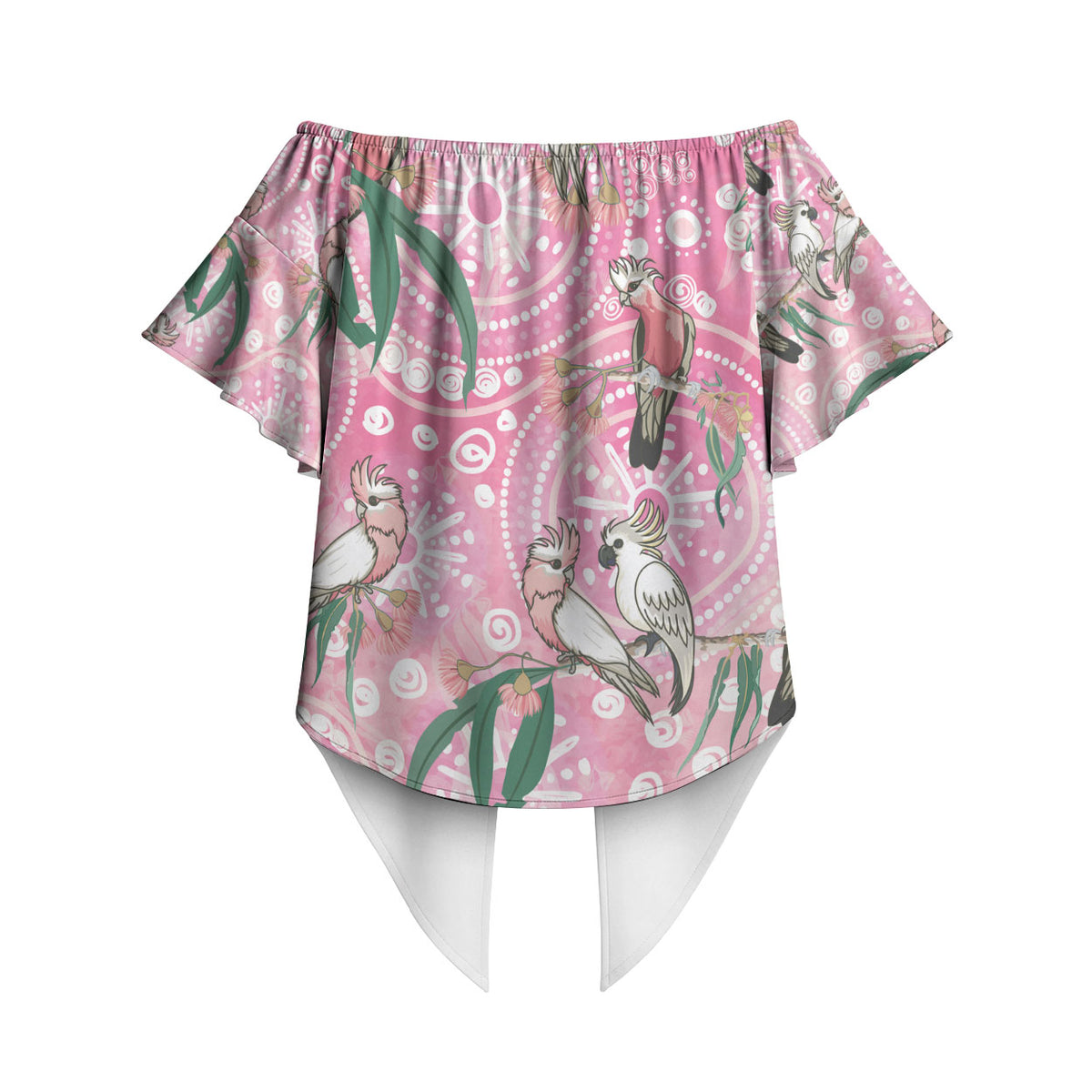 Australia Galah Aboriginal Off Shoulder Wrap Waist Top Breast Cancer Month