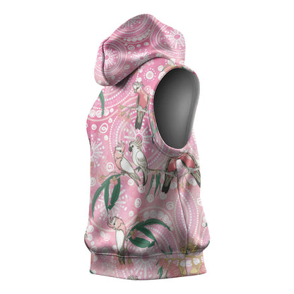 Australia Galah Aboriginal Sleeveless Hoodie Breast Cancer Month