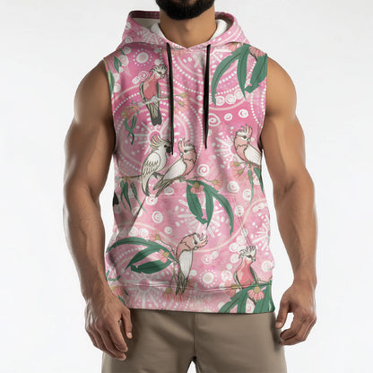 Australia Galah Aboriginal Sleeveless Hoodie Breast Cancer Month