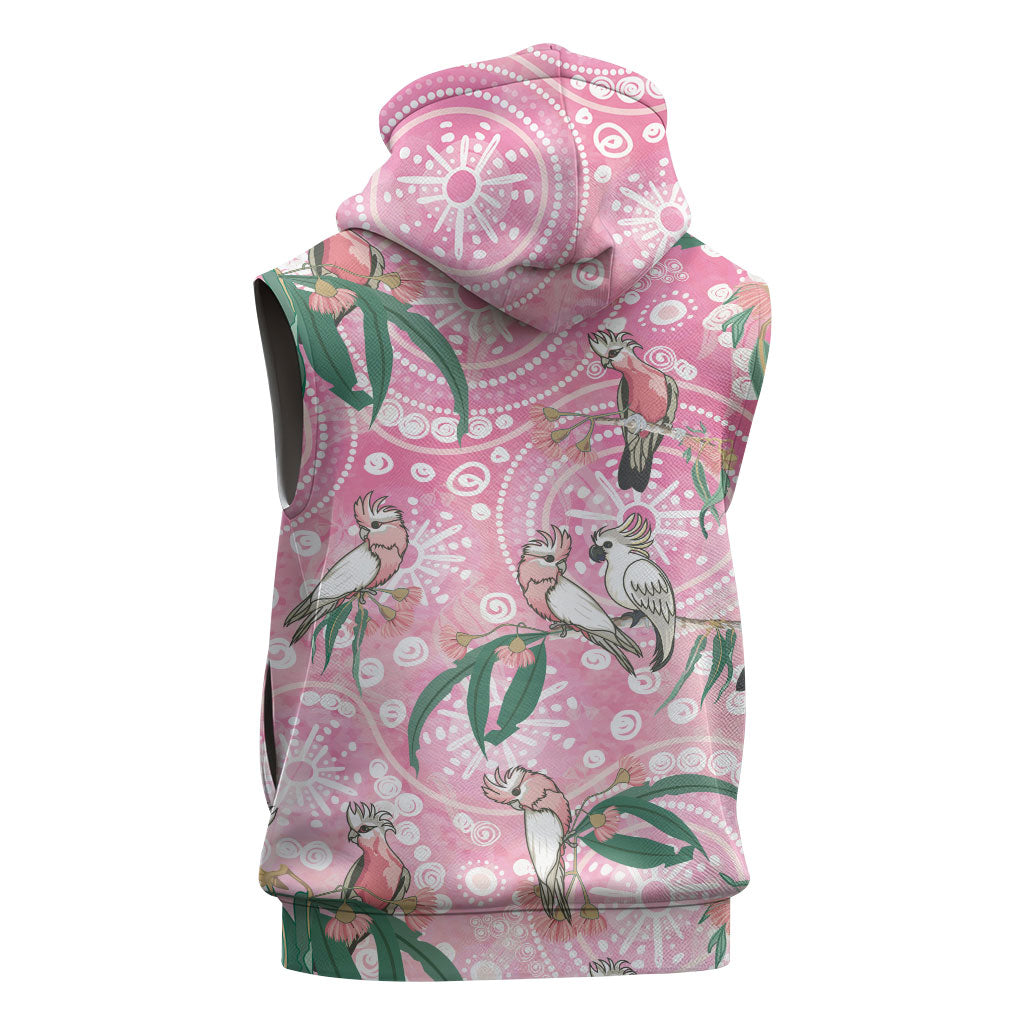 Australia Galah Aboriginal Sleeveless Zip Hoodie Breast Cancer Month
