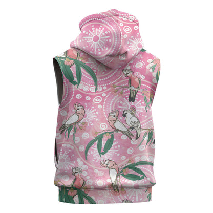 Australia Galah Aboriginal Sleeveless Zip Hoodie Breast Cancer Month