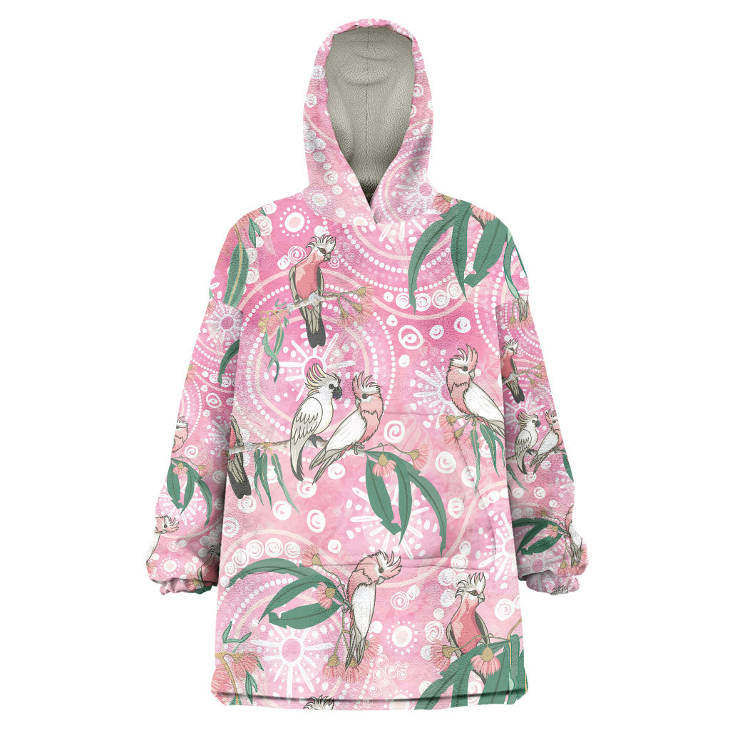 Australia Galah Aboriginal Wearable Blanket Hoodie Breast Cancer Month