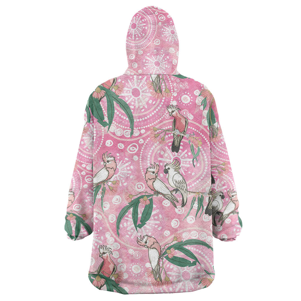 Australia Galah Aboriginal Wearable Blanket Hoodie Breast Cancer Month