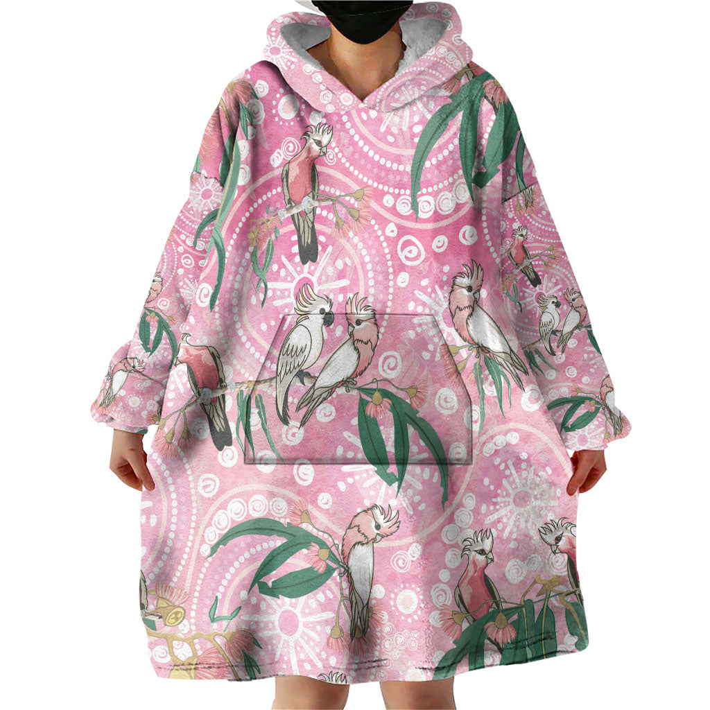 Australia Galah Aboriginal Wearable Blanket Hoodie Breast Cancer Month