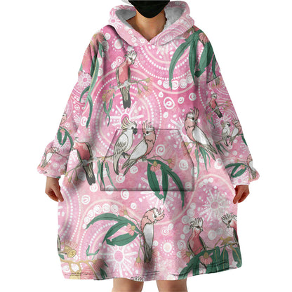 Australia Galah Aboriginal Wearable Blanket Hoodie Breast Cancer Month