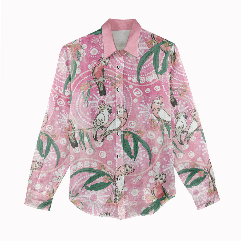 Australia Galah Aboriginal Women Casual Shirt Breast Cancer Month