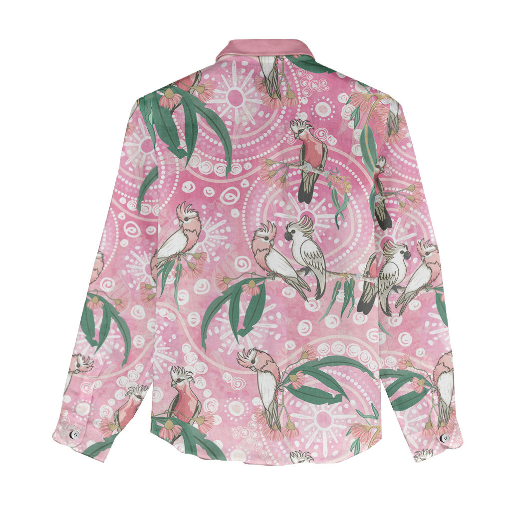 Australia Galah Aboriginal Women Casual Shirt Breast Cancer Month