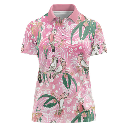 Australia Galah Aboriginal Women Polo Shirt Breast Cancer Month