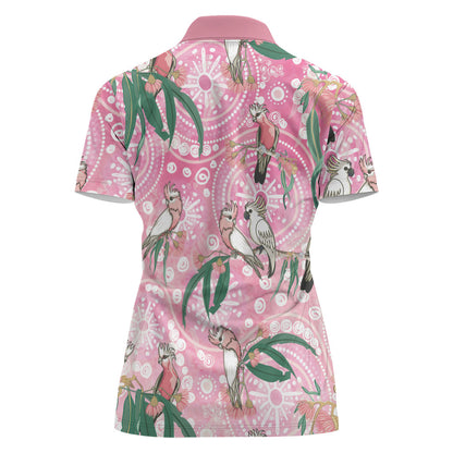 Australia Galah Aboriginal Women Polo Shirt Breast Cancer Month