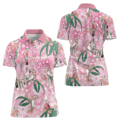 Australia Galah Aboriginal Women Polo Shirt Breast Cancer Month