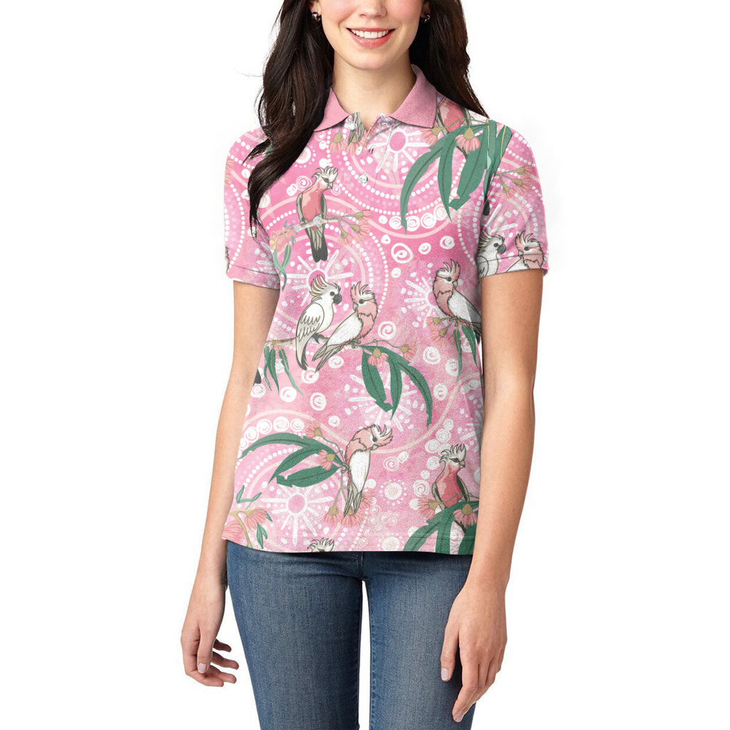 Australia Galah Aboriginal Women Polo Shirt Breast Cancer Month