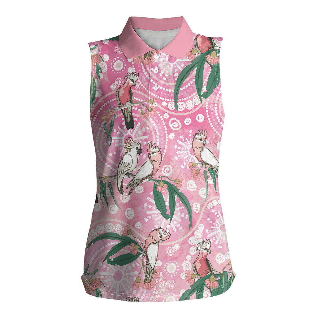 Australia Galah Aboriginal Women Sleeveless Polo Shirt Breast Cancer Month
