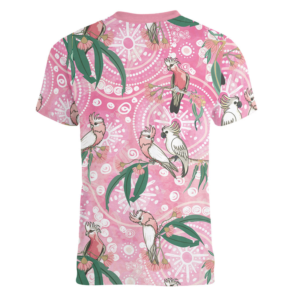 Australia Galah Aboriginal Women V-Neck T-Shirt Breast Cancer Month