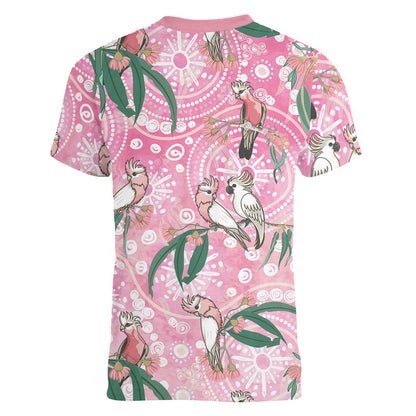 Australia Galah Aboriginal Women V-Neck T-Shirt Breast Cancer Month