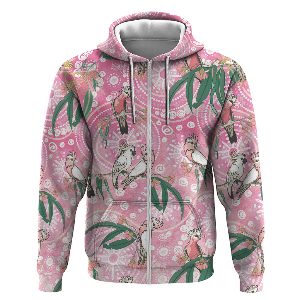 Australia Galah Aboriginal Zip Hoodie Breast Cancer Month