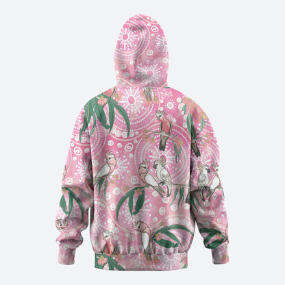Australia Galah Aboriginal Zip Hoodie Breast Cancer Month