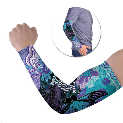 Australia Indigenous Teal Purple Contemporary Aboriginal Art Arm Sleeves Hope Is Real
