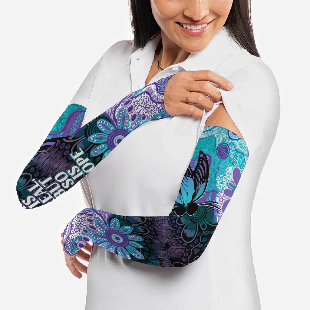 Australia Indigenous Teal Purple Contemporary Aboriginal Art Arm Sleeves Hope Is Real