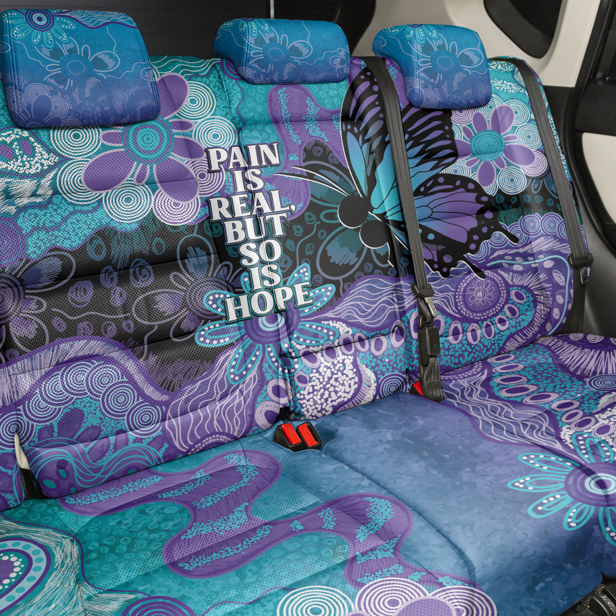 Australia Indigenous Teal Purple Contemporary Aboriginal Art Back Car Seat Cover Hope Is Real