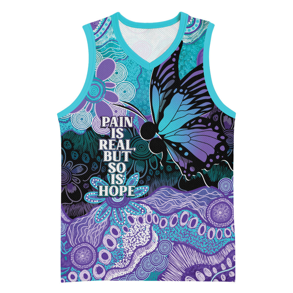 Australia Indigenous Teal Purple Contemporary Aboriginal Art Basketball Jersey Hope Is Real