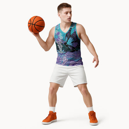 Australia Indigenous Teal Purple Contemporary Aboriginal Art Basketball Jersey Hope Is Real