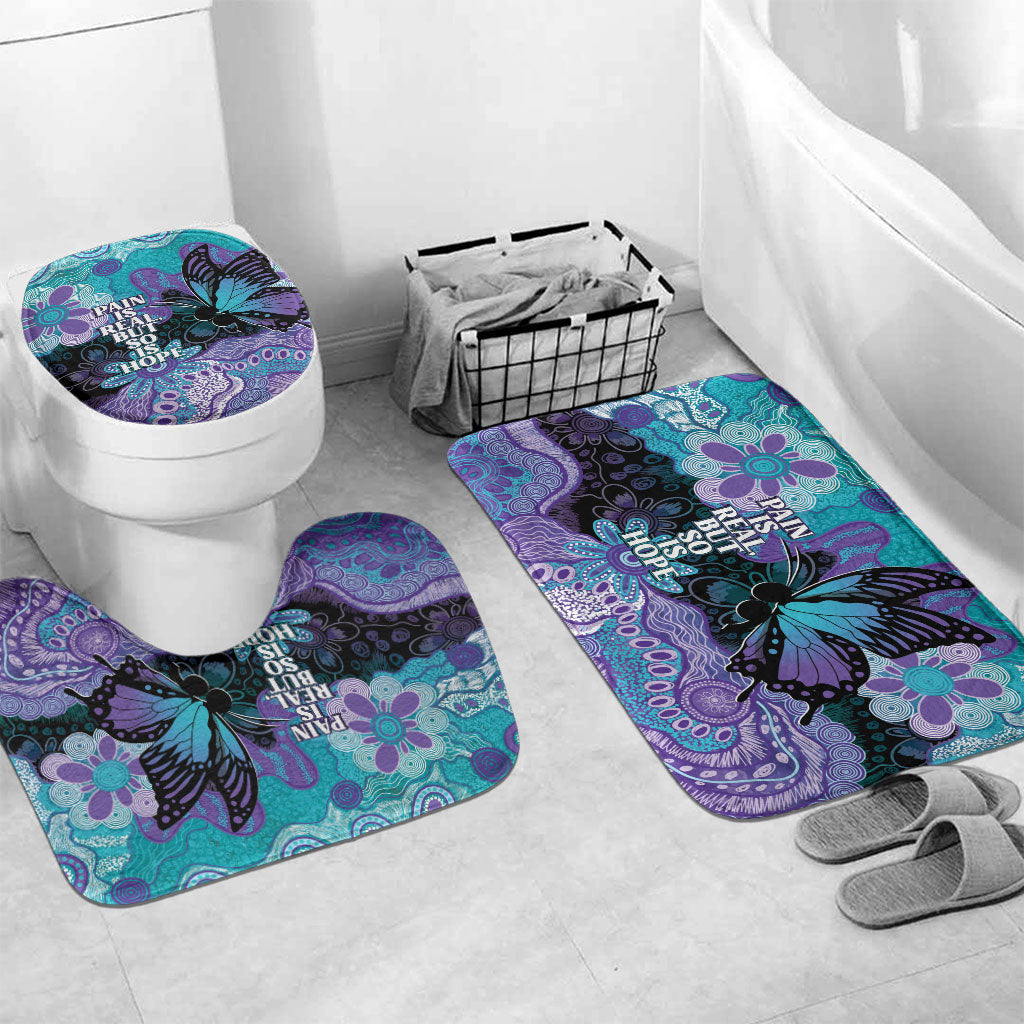 Australia Indigenous Teal Purple Contemporary Aboriginal Art Bathroom Set Hope Is Real