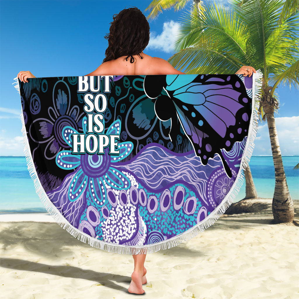Australia Indigenous Teal Purple Contemporary Aboriginal Art Beach Blanket Hope Is Real