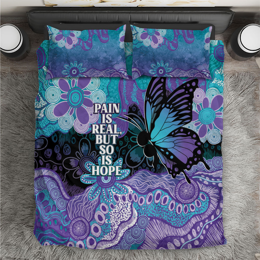Australia Indigenous Teal Purple Contemporary Aboriginal Art Bedding Set Hope Is Real