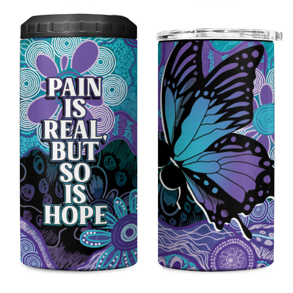 Australia Indigenous Teal Purple Contemporary Aboriginal Art 4 in 1 Can Cooler Tumbler Hope Is Real
