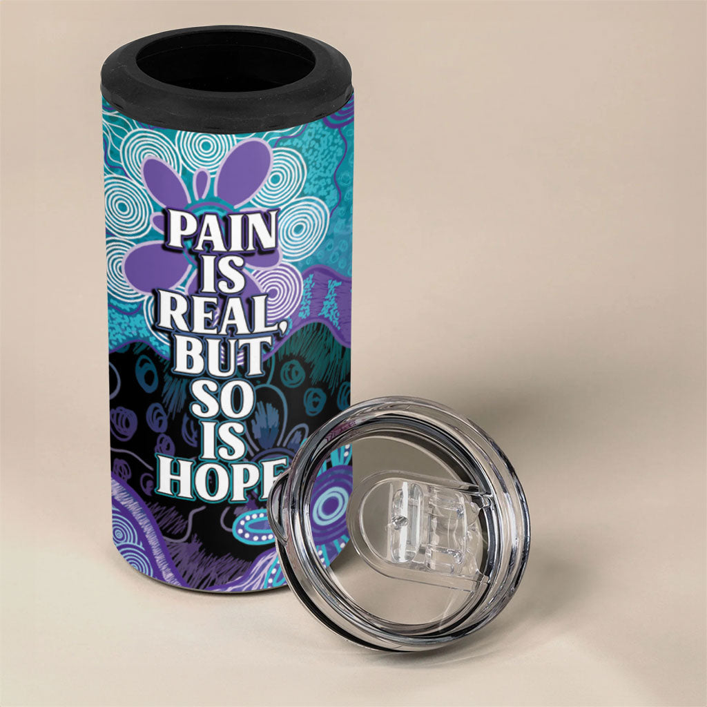 Australia Indigenous Teal Purple Contemporary Aboriginal Art 4 in 1 Can Cooler Tumbler Hope Is Real