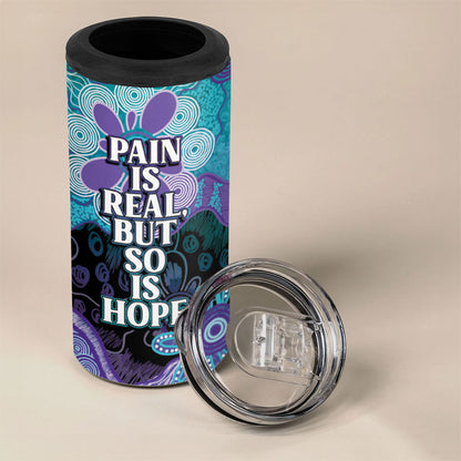Australia Indigenous Teal Purple Contemporary Aboriginal Art 4 in 1 Can Cooler Tumbler Hope Is Real