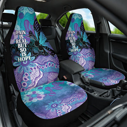Australia Indigenous Teal Purple Contemporary Aboriginal Art Car Seat Cover Hope Is Real