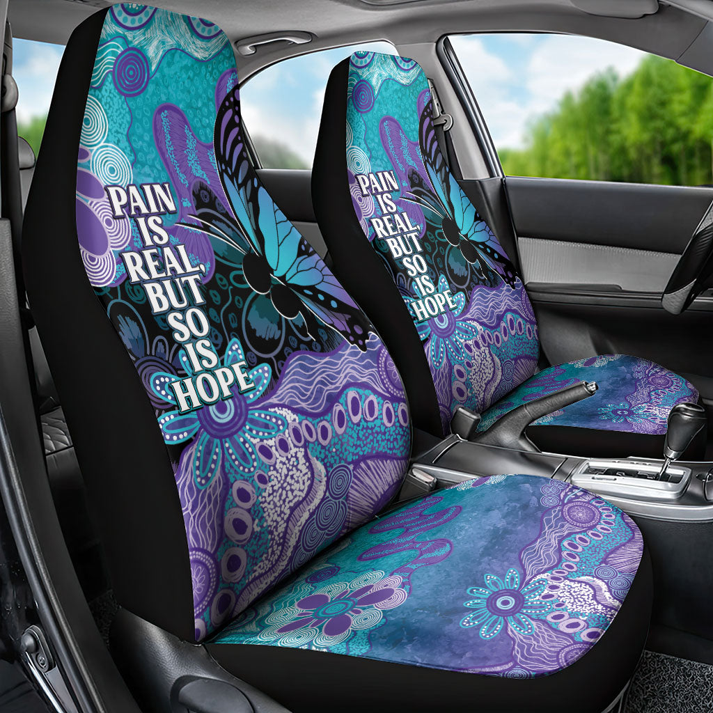 Australia Indigenous Teal Purple Contemporary Aboriginal Art Car Seat Cover Hope Is Real