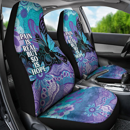 Australia Indigenous Teal Purple Contemporary Aboriginal Art Car Seat Cover Hope Is Real