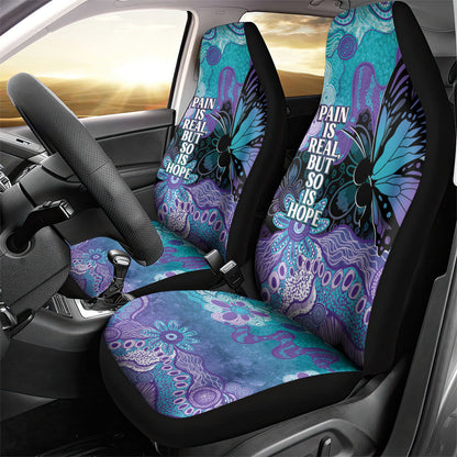 Australia Indigenous Teal Purple Contemporary Aboriginal Art Car Seat Cover Hope Is Real