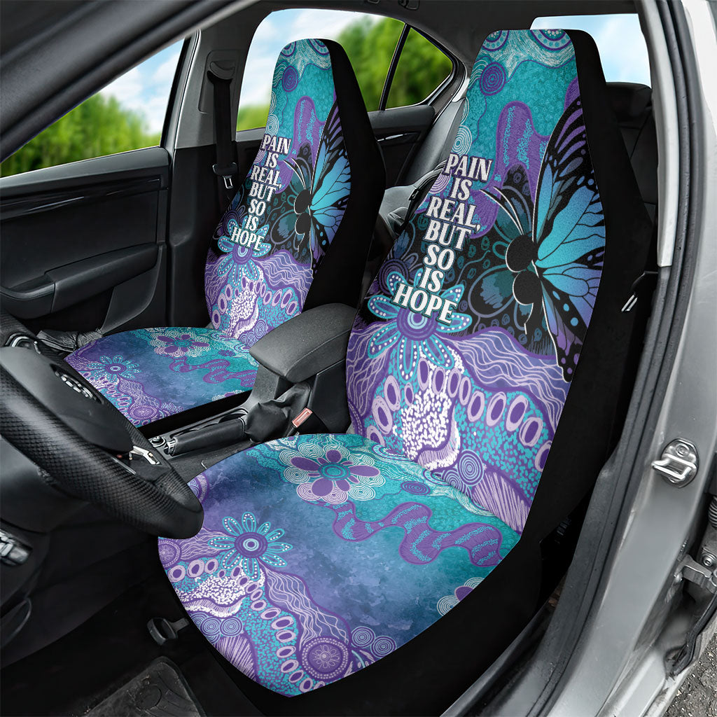 Australia Indigenous Teal Purple Contemporary Aboriginal Art Car Seat Cover Hope Is Real