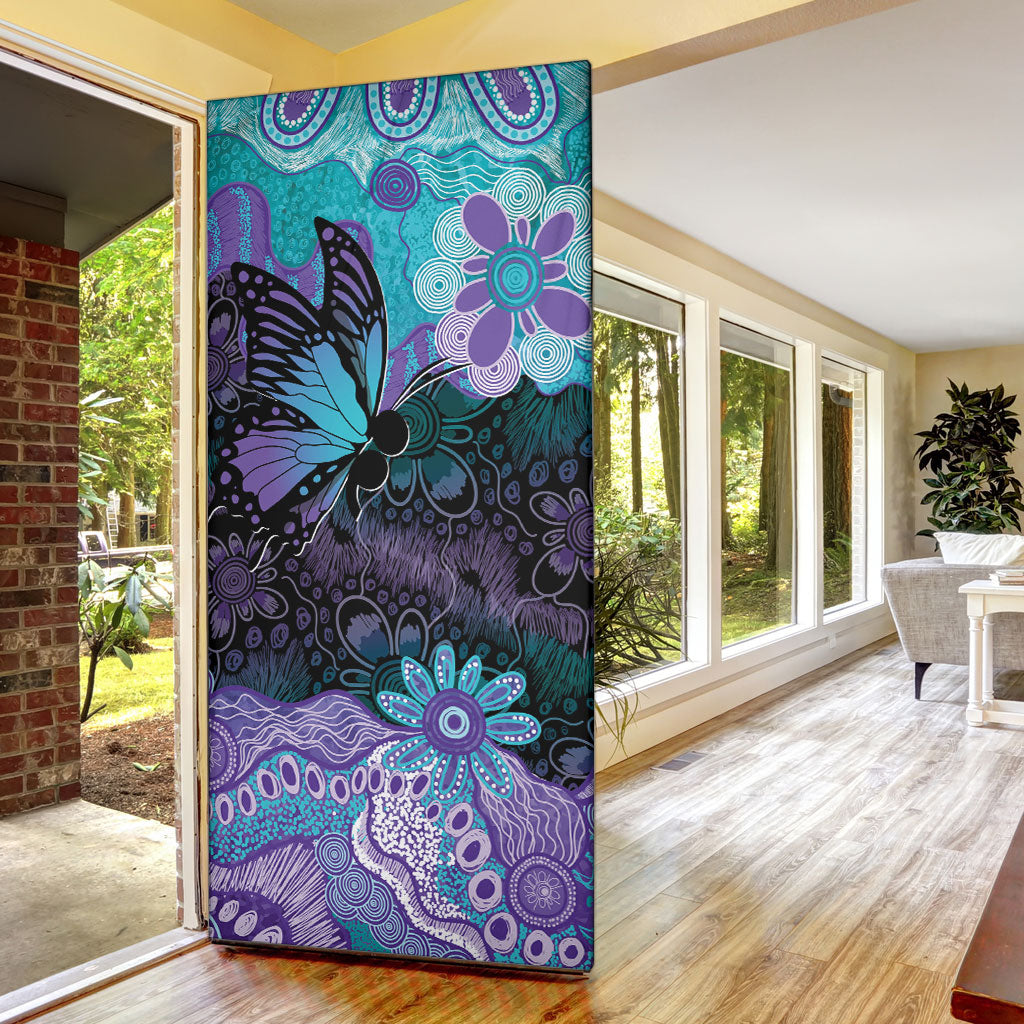 Australia Indigenous Teal Purple Contemporary Aboriginal Art Door Cover Hope Is Real