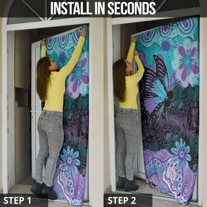 Australia Indigenous Teal Purple Contemporary Aboriginal Art Door Cover Hope Is Real