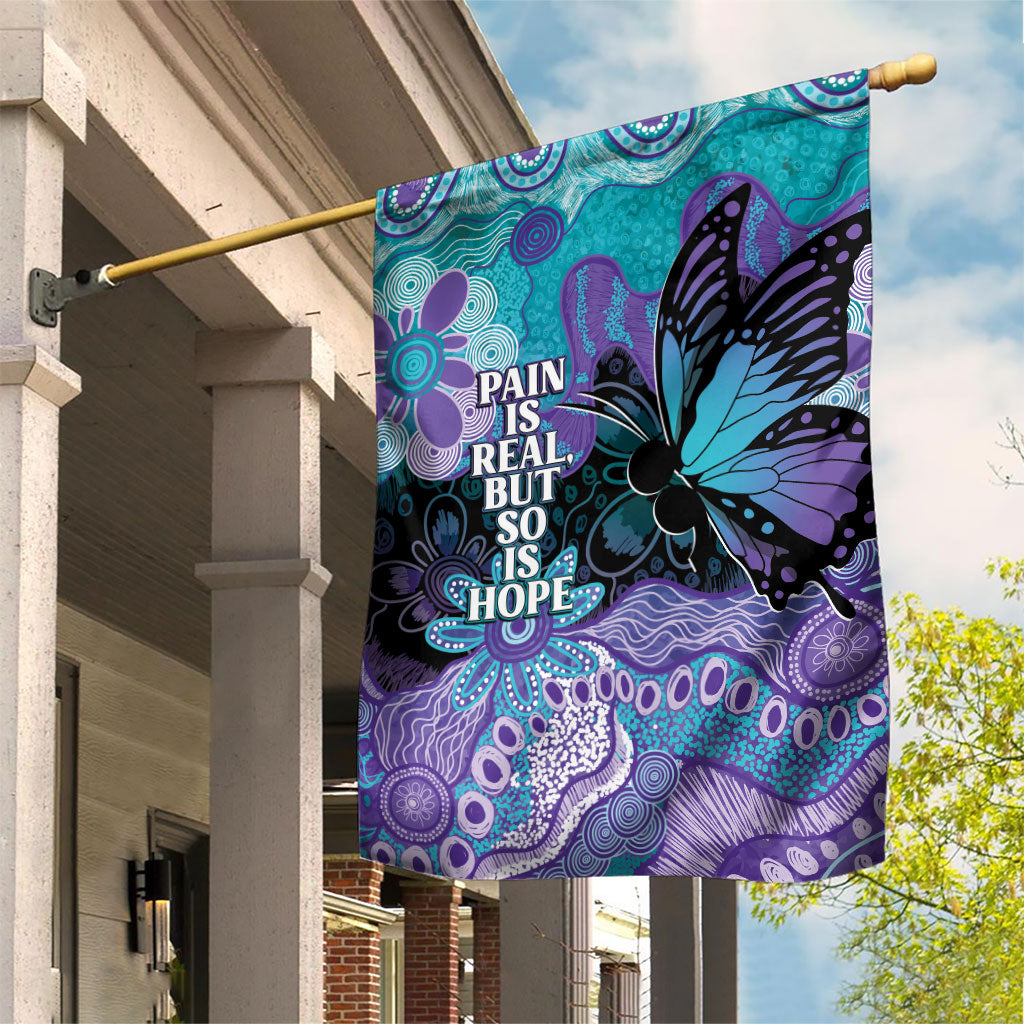 Australia Indigenous Teal Purple Contemporary Aboriginal Art Garden Flag Hope Is Real