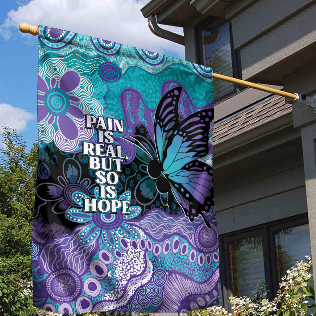 Australia Indigenous Teal Purple Contemporary Aboriginal Art Garden Flag Hope Is Real