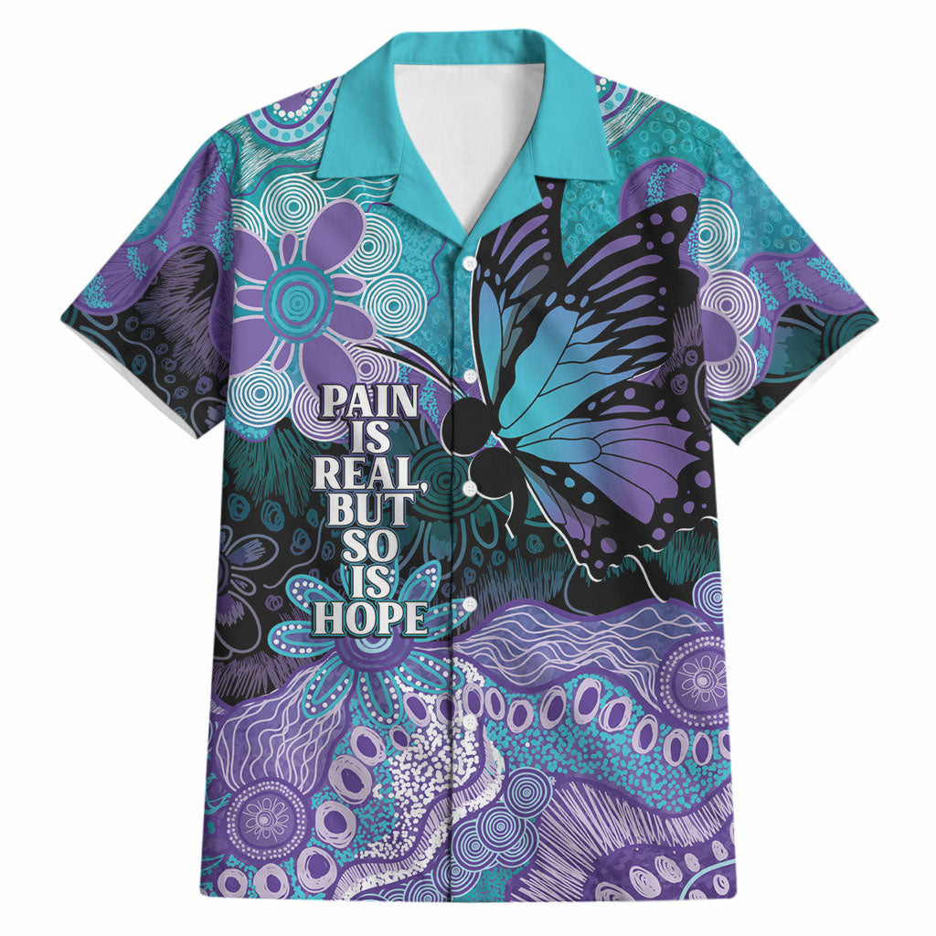 Australia Indigenous Teal Purple Contemporary Aboriginal Art Hawaiian Shirt Hope Is Real