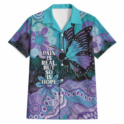 Australia Indigenous Teal Purple Contemporary Aboriginal Art Hawaiian Shirt Hope Is Real