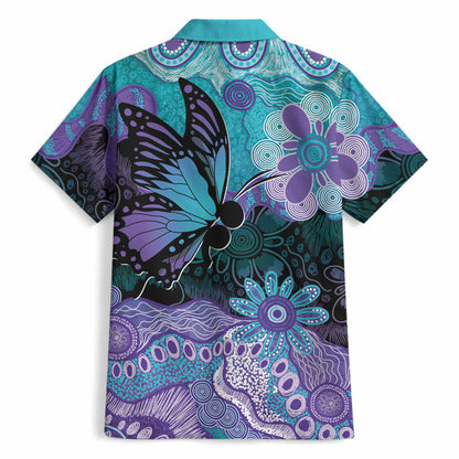 Australia Indigenous Teal Purple Contemporary Aboriginal Art Hawaiian Shirt Hope Is Real