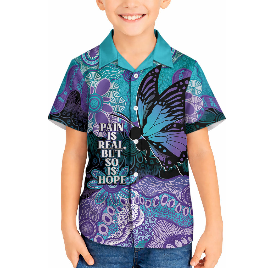 Australia Indigenous Teal Purple Contemporary Aboriginal Art Hawaiian Shirt Hope Is Real