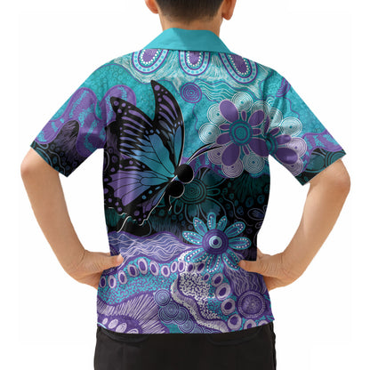 Australia Indigenous Teal Purple Contemporary Aboriginal Art Hawaiian Shirt Hope Is Real