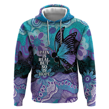 Australia Indigenous Teal Purple Contemporary Aboriginal Art Hoodie Hope Is Real