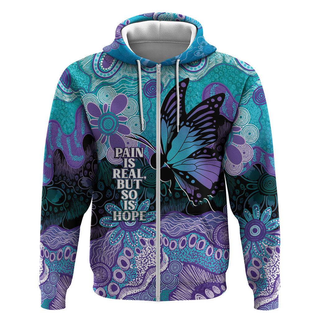 Australia Indigenous Teal Purple Contemporary Aboriginal Art Hoodie Hope Is Real