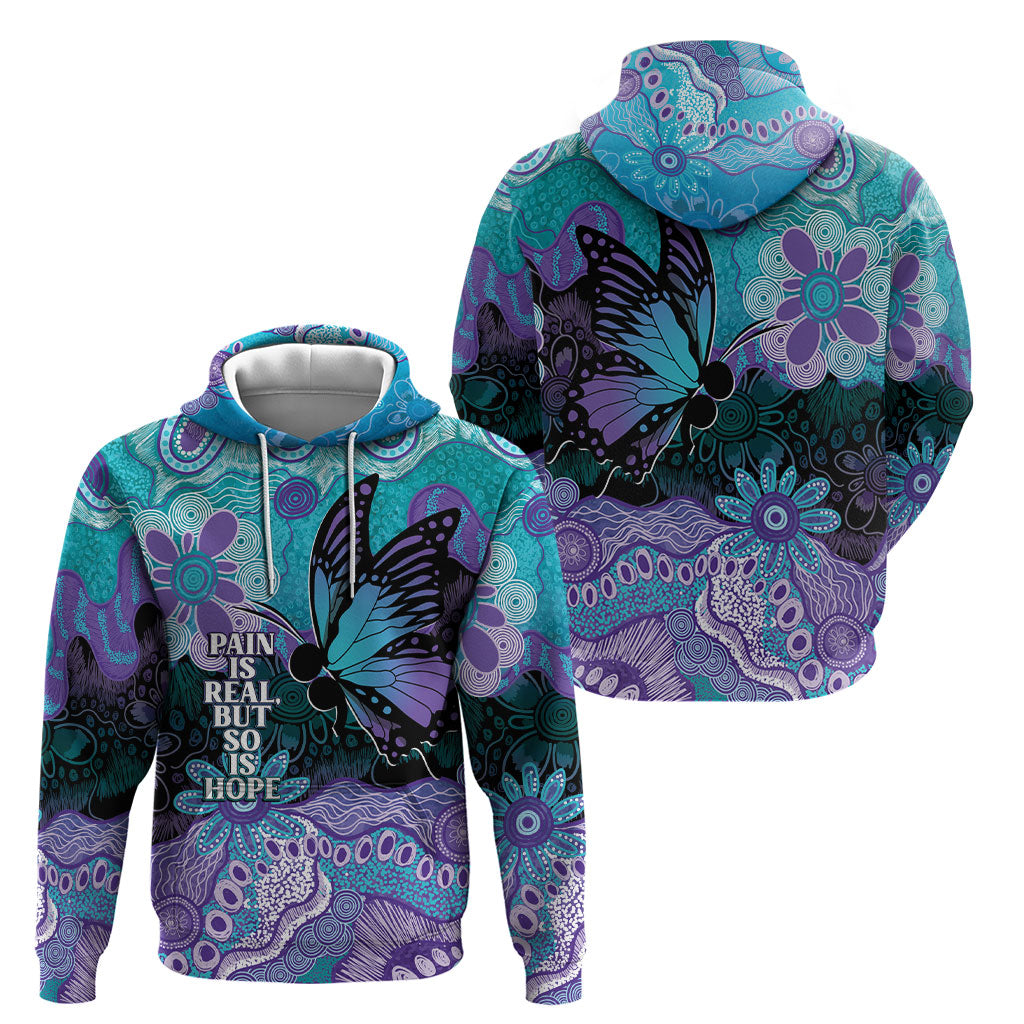 Australia Indigenous Teal Purple Contemporary Aboriginal Art Hoodie Hope Is Real